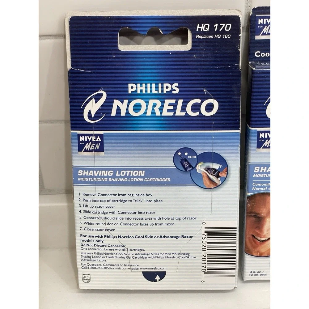 Philips Norelco Cool Skin Nivea Shaving‎ Lotion HQ 170 2 Packs 12 Cartridges New